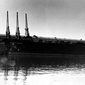 The Atlantic Conveyor, a British merchant navy ship, which was requisitioned during