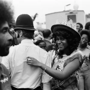 Atmosphere at the Notting Hill Carnival. Twenty-year-old Joanna Edward from Dominica Atmosphere at the Notting Hill Carnival. Twenty-year-old Joanna Edward from Dominica