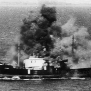 Attack on enemy shipping by RAF Mediterranean Command. A series of heavy bombing raids Attack on enemy shipping by RAF Mediterranean Command. A series of heavy bombing raids