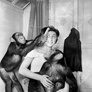 Attractive Elvira Sciplini wife of the Chimps trainer with Bertram Mills