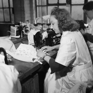 Au Fait girdle being sewn at the Spirella Corset factory in Letchworth 14th January 1949 Au Fait girdle being sewn at the Spirella Corset factory in Letchworth 14th January 1949