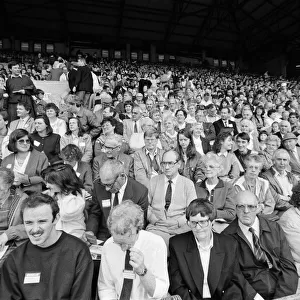 The audience at the Billy Graham, Mission Scotland event, Celtic Park, Glasgow, Scotland