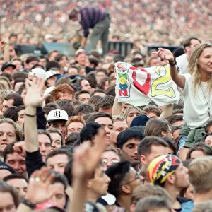 The audience at the U2 in concert, Zoo TV Tour, Wembley Stadium. 11th August 1993