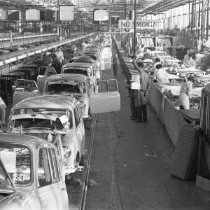 The Austin Mini production line at Longbridge. 10th March 1963 The Austin Mini production line at Longbridge. 10th March 1963