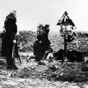 Austrian Officer at a Fallen Comrade's Grave Print Austrian Officer at a Fallen Comrade's Grave Print
