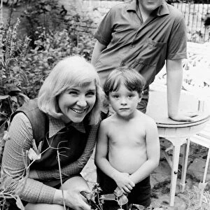 Author Fay Weldon at her Hampstead home July 1967 with her un-named kids in