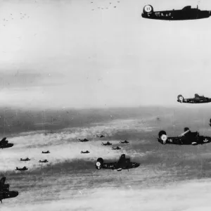 B-24 Liberator Bombers in Formation over Bourges, France Print