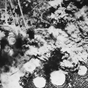 B-24 Liberators of the 15th A. A. F. attack San Stefano Port