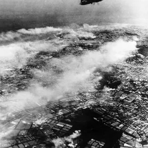A B25 Marauder bomber of the USaF dive bombs Cherbourg Peninsula during WW2 air raid
