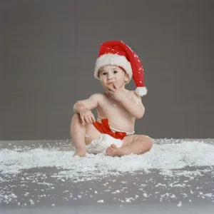 Baby Wearing Christmas Hat Print, Circa December 1997
