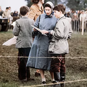 Badminton Horse Trials 1961 Queen Elizabeth II and her son Prince Charles