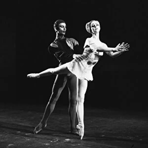 Ballet dancers Antoinette Sibley and Donlad Macleary rehearsing on stage at the Royal