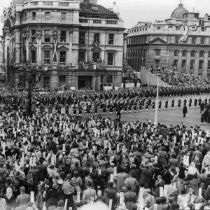 Band of the Royal Navy make their way through Trafalgar Square before the start of Band of the Royal Navy make their way through Trafalgar Square before the start of