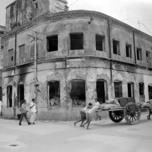 Bangladesh War of Independence 1971 The burnt out shell of a Rick Shaw factory in