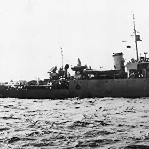 Bangor class minesweeper of the Royal Navy HMS Beaumaris at sea during the Second World