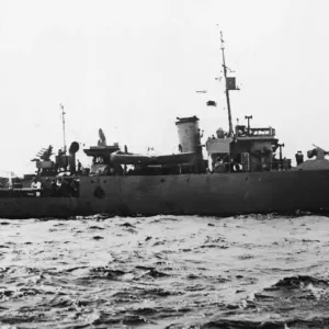 Print of the Royal Navy's HMS Beaumaris at sea in December 1941 Print of the Royal Navy's HMS Beaumaris at sea in December 1941
