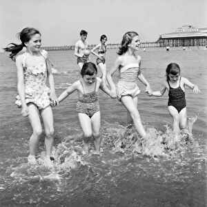 Bank Holiday at Blackpool. Beach scenes / crowds / sunbathing