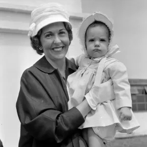 Barbara Riese with Penny at London Airport Print 1959 Barbara Riese with Penny at London Airport Print 1959