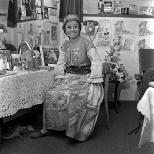 Barbara Windsor, actress takes a break from rehearsal, she is playing the role of Marion