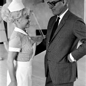 Barbara Windsor and Peter Rogers on Carry On Doctor Set Print 1967