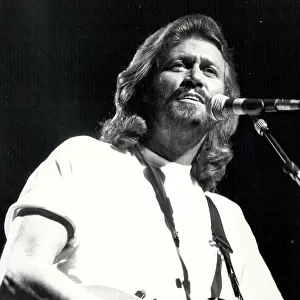 Barry Gibb of the Bee Gees, in concert at the Birmingham NEC. 22 / 6 / 1989