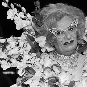 Barry Humphries in character as Dame Edna Everage. 12th November 1987