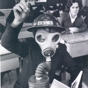 Barry Ingham in WW2 Gas Mask Print, 1981