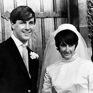 Barry John, (a Welsh rugby union fly-half) and Janet Talfan Davies on their wedding day