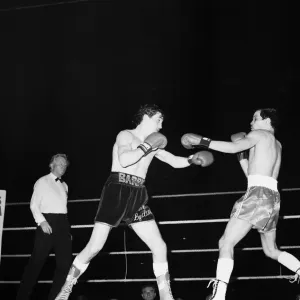 Print of Barry McGuigan defending European Featherweight title against Farid Gallouze Print of Barry McGuigan defending European Featherweight title against Farid Gallouze