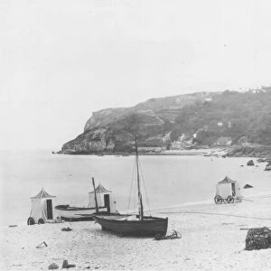 Bathing machines on Oddicombe beach in 1889