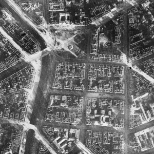 Aerial photograph print of a devastated Berlin area Aerial photograph print of a devastated Berlin area