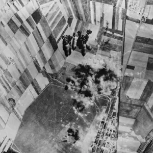 Four bay hangars, workshops, barracks and one large hangar were hard hit by Flying