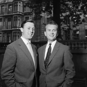 Black and white print of four television presenters from 1960