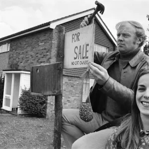 Tony Gubba with Wife in Formby Garden, 9th May 1972 Print