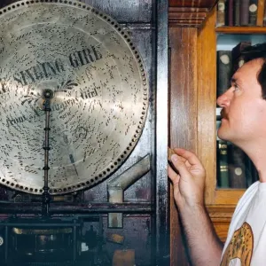 Beamish Museum Keeper with 1897 Juke Box Print July 1995