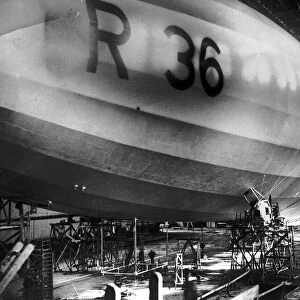 Beardmore R36 Airship G-FaF moored inside its giant hangar LFEY003