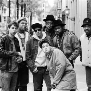 The Beastie Boys in Amsterdam with members of Run-DMC. 22nd May 1987