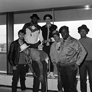 The Beastie Boys at London Airport with some members of Run-DMC. 12th May 1987