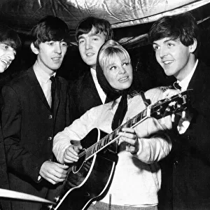 The Beatles appearing at Coventry Theatre. Actress Julie Christie meets the group back