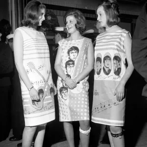 Beatles fans Jane Cameron, Rosemary Elphinstone and Phillippa Van Steraubenzeezo model Beatles fans Jane Cameron, Rosemary Elphinstone and Phillippa Van Steraubenzeezo model