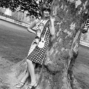 The Beatles June 1964 Sandy Hilton modeling a Beatle dress in Battersea Park