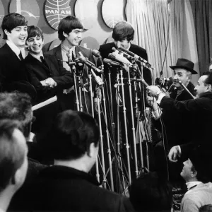 The Beatles news press conference at the Kennedy Airport, New York, on arrival in America