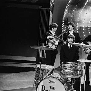 The Beatles pictured during rehearsal for appearance on BBC-TVs `Top Of The Pops