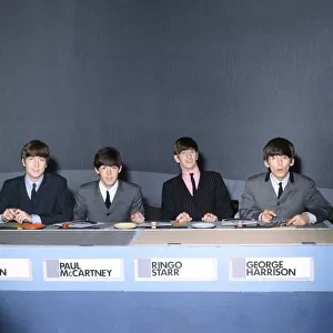The Beatles pop group appear on the television programme Juke Box Jury in Liverpool
