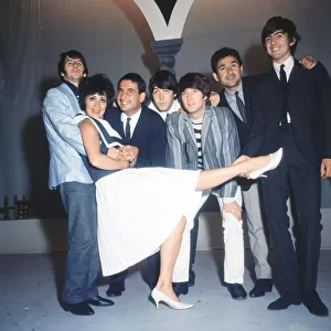 The Beatles pop group with Mike and Bernie Winters and Chita Rivera during rehearsals for