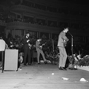 The Beatles pop group performing on the stage at The Royal Albert Hall for The Great Pop