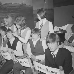The Beatles pose for pictures during filming of A Hard Day The Beatles pose for pictures during filming of A Hard Day