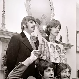 The Beatles, press launch of new album, "Sgt. Pepper