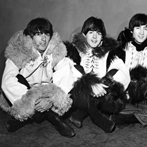 The Beatles rehearse for Another christmas show at Hammersmith Odeon dressed in eskimo