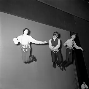 The Beatles running through a Flying Ballet routine with during rehearsals for